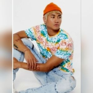 Men's White Multicolor Graffiti Ptint Tee